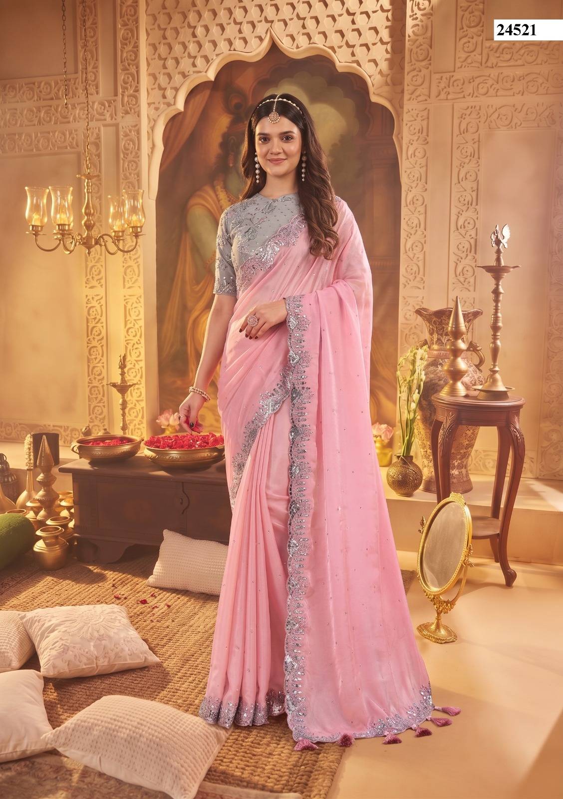 MOHMANTHAN 24500 STARDUST by MAHOTSAV  24507 to 24522 series  Colorful casual and party Wear satin silk sarees At Wholesale